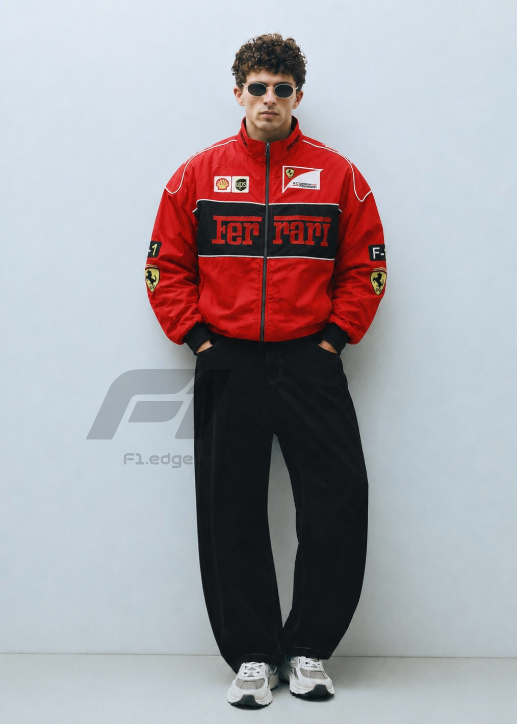 Red Ferarri Embroidery Unisex Racing Jacket