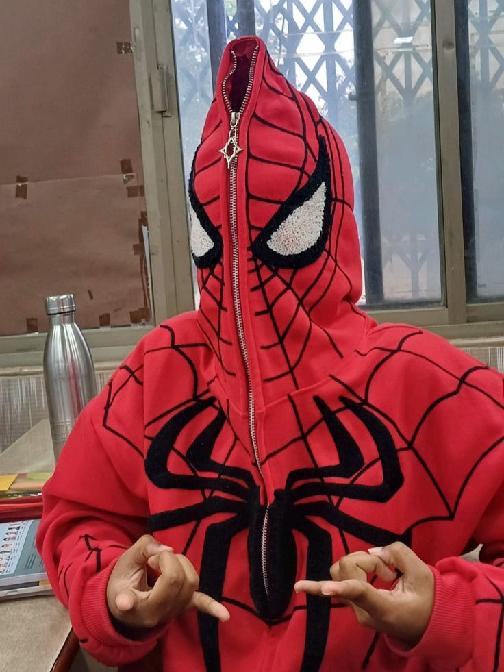 Red Spiderman zip up unisex hoodie