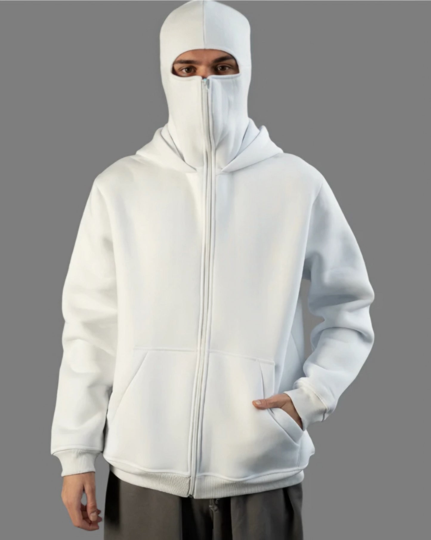 White Balaclava Unisex  Ninja Hoodie