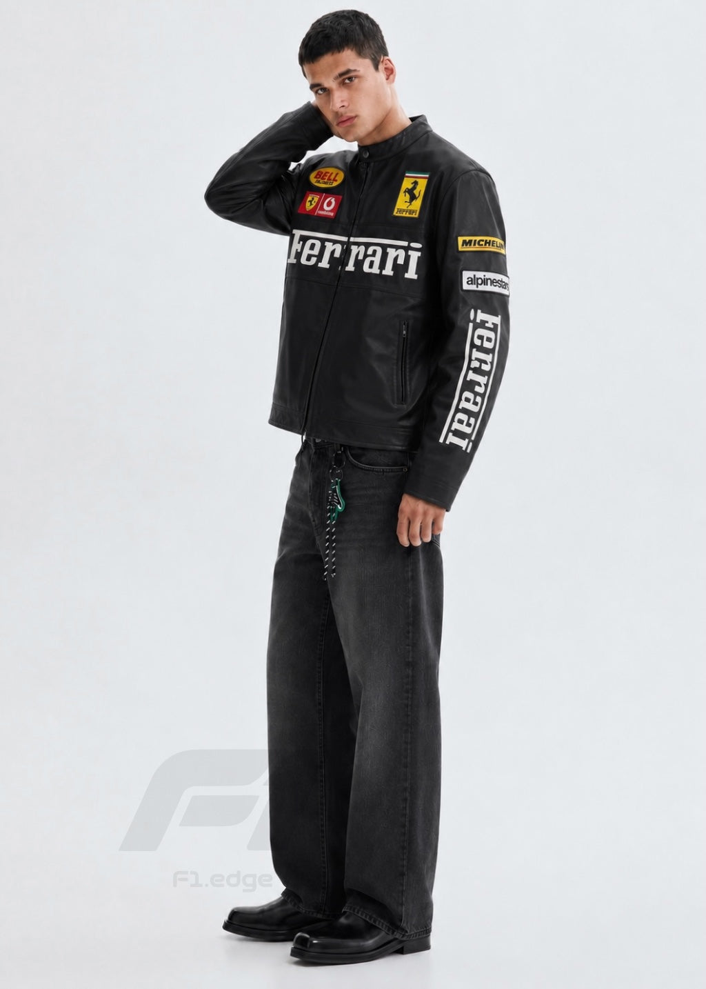 Premium Black Ferarri Unisex Leather Jacket