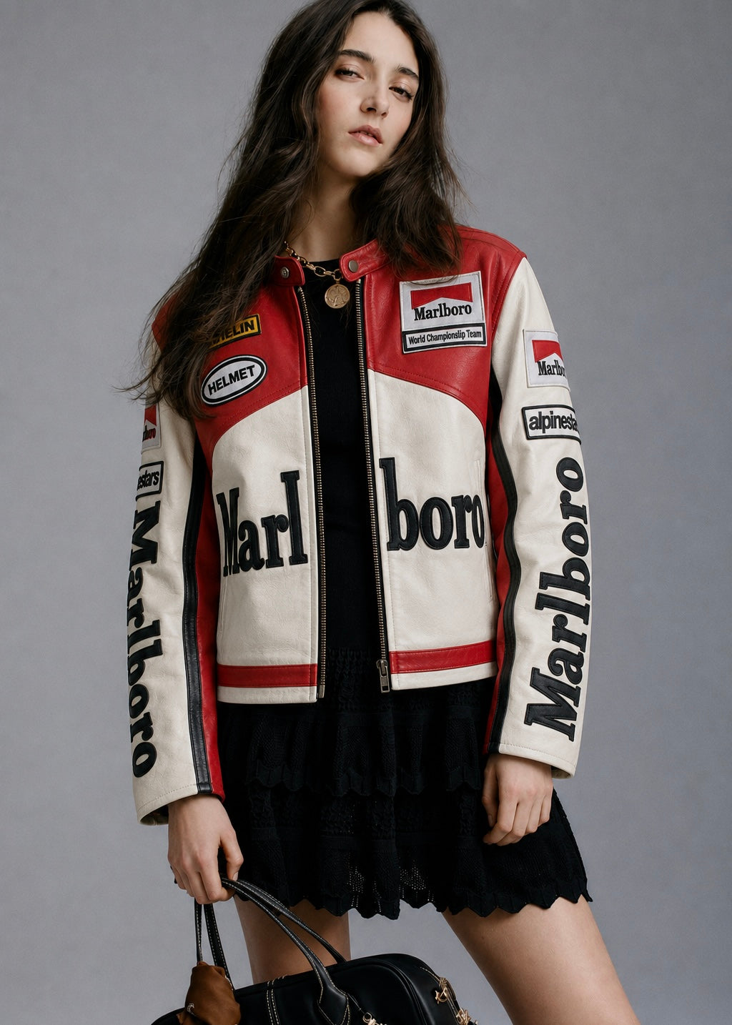 White Red Marlboro Leather Racing Unisex Jacket