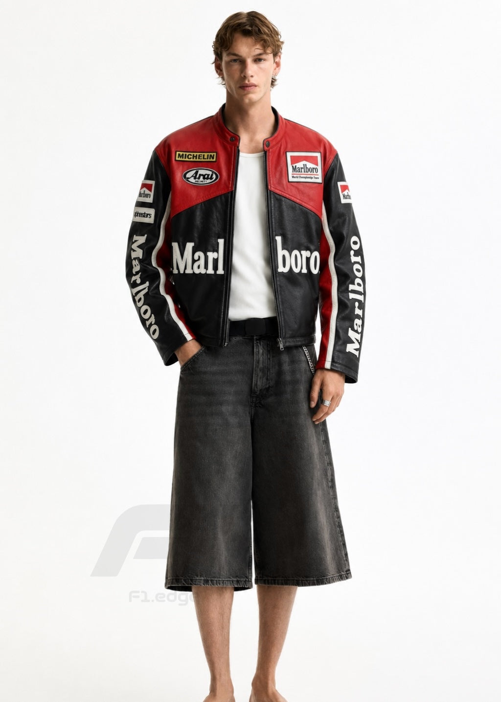 Black Marlboro Leather Unisex Racing Jacket