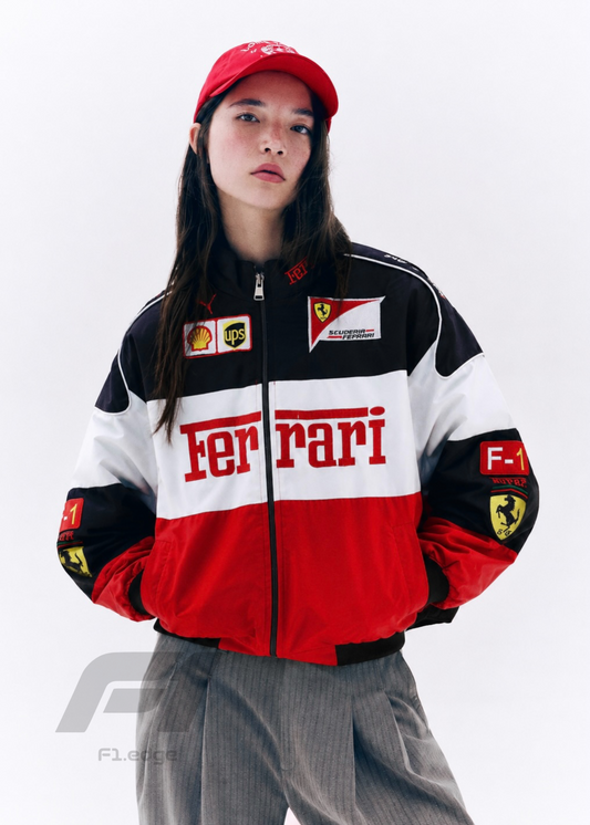 Trio Ferarri Embroidery Unisex Racing Jacket