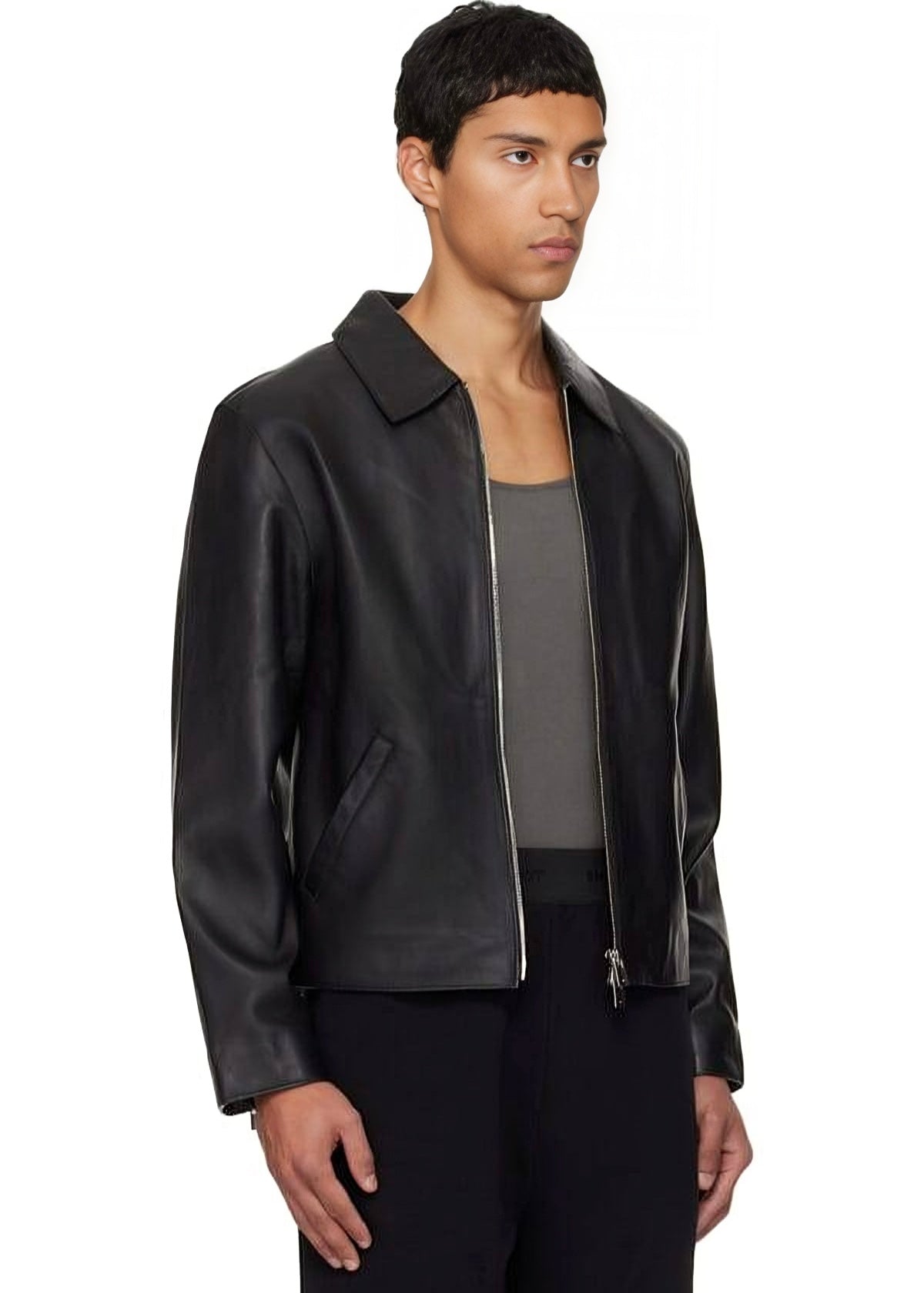 Premium Black Boxy fit Unisex Leather Jacket