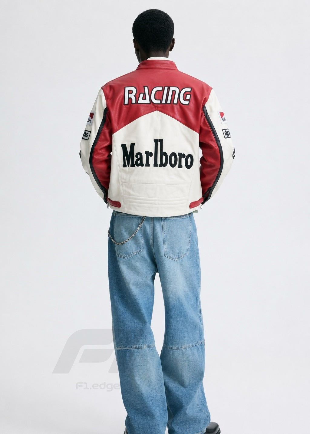 White Red Marlboro Leather Racing Unisex Jacket