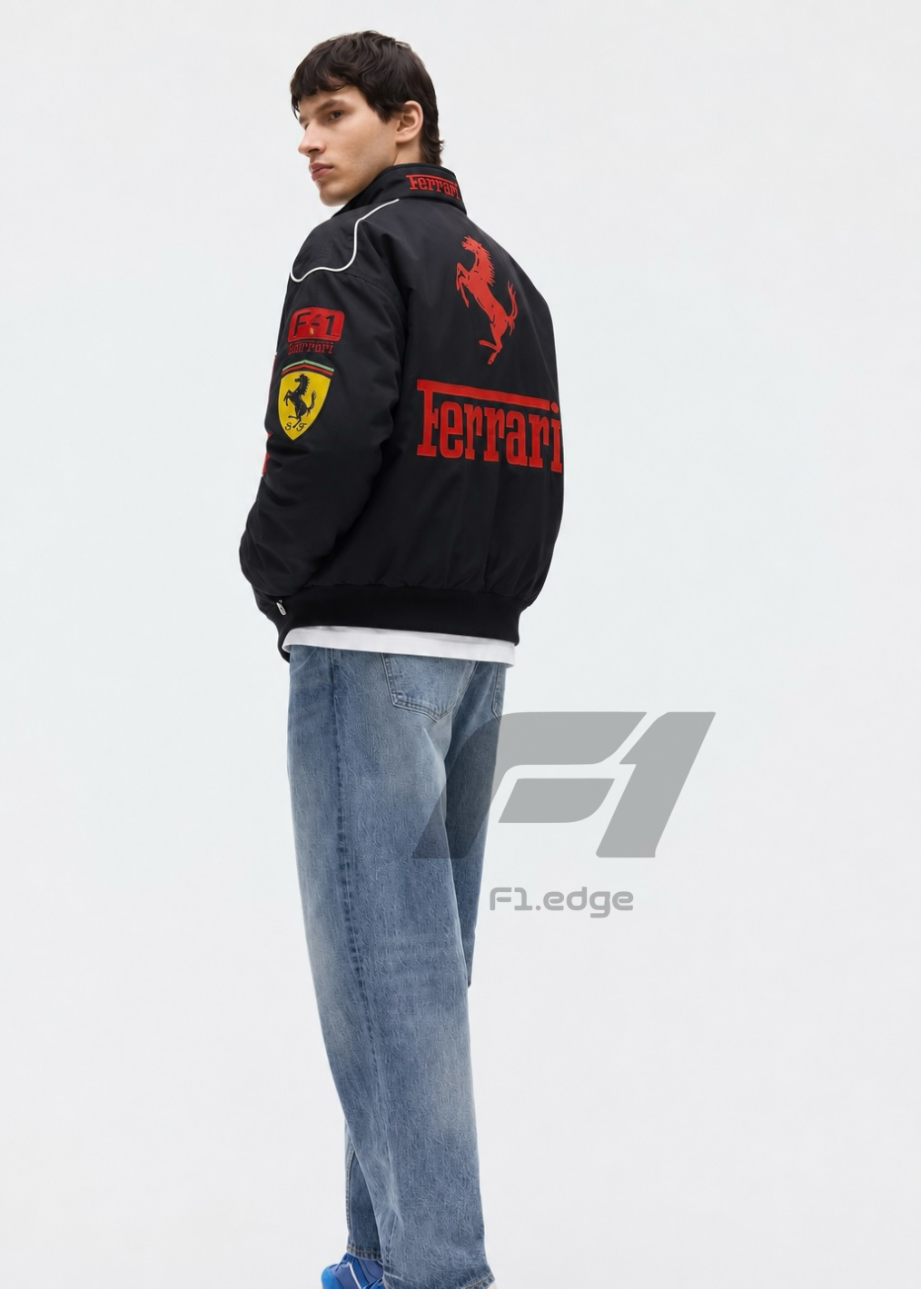 Black Ferarri Parachute Printed Unisex Jacket