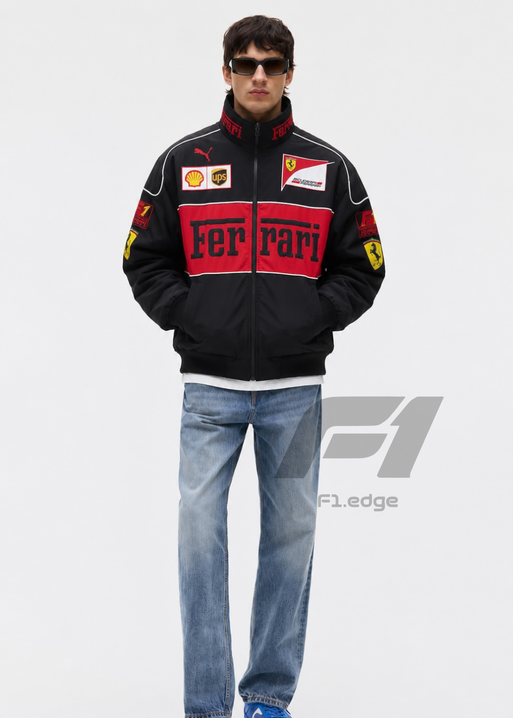 Black Ferarri Parachute Printed Unisex Jacket