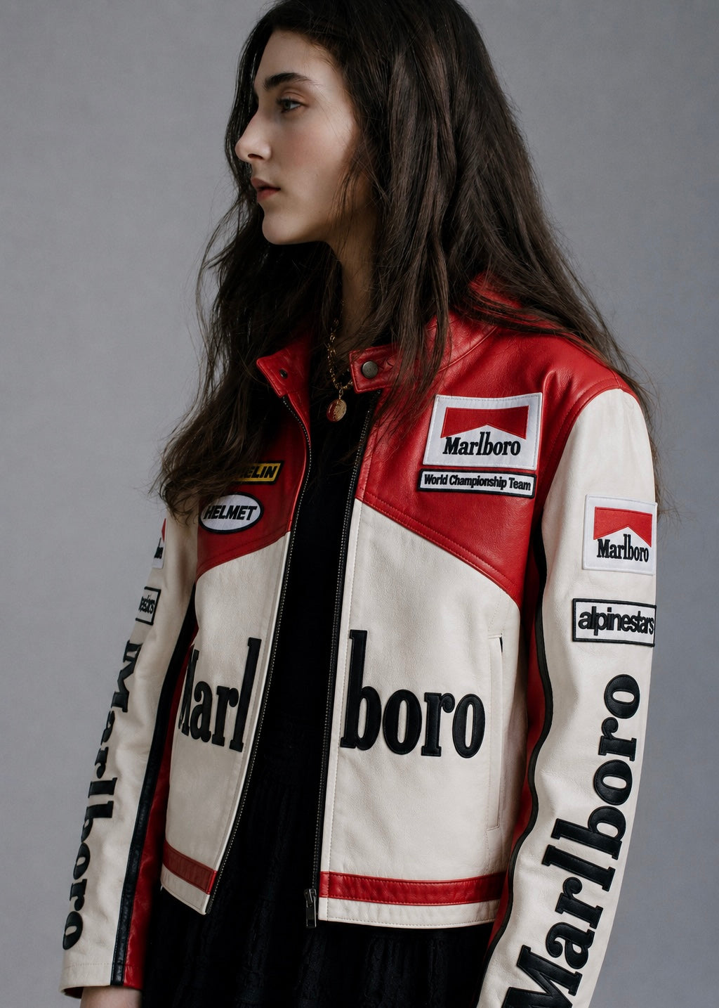 White Red Marlboro Leather Racing Unisex Jacket