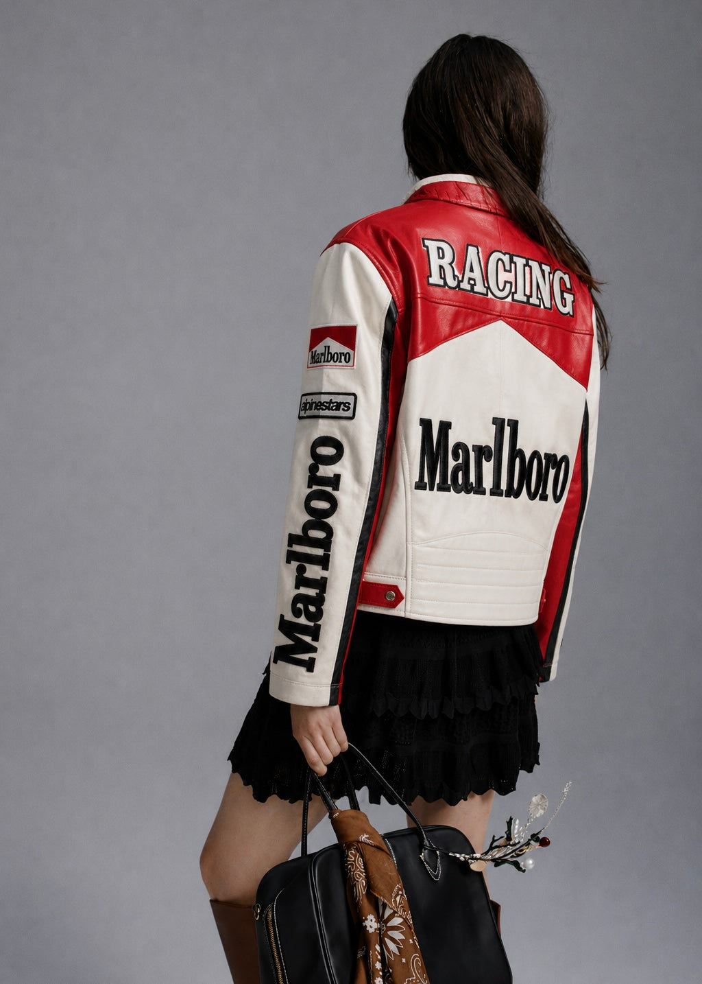 White Red Marlboro Leather Racing Unisex Jacket