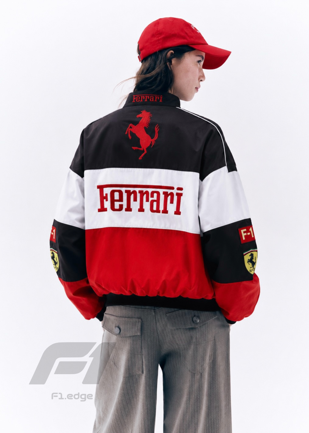 Trio Ferarri Embroidery Unisex Racing Jacket