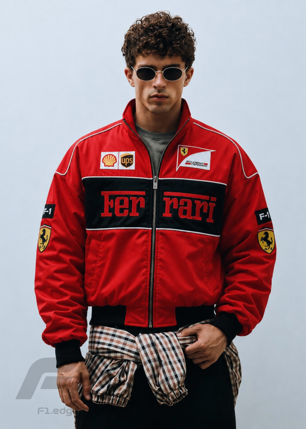 Red Ferarri Embroidery Unisex Racing Jacket