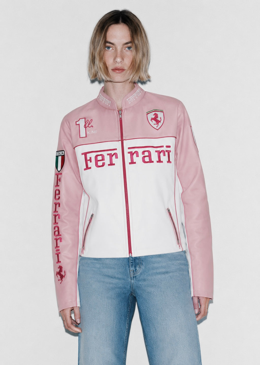 Limited Edition Pink Ferrari Leather Jacket – Exclusive Italian Designer Outerwear for Trendsetters