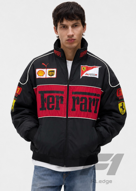 Black Ferarri Parachute Printed Unisex Jacket