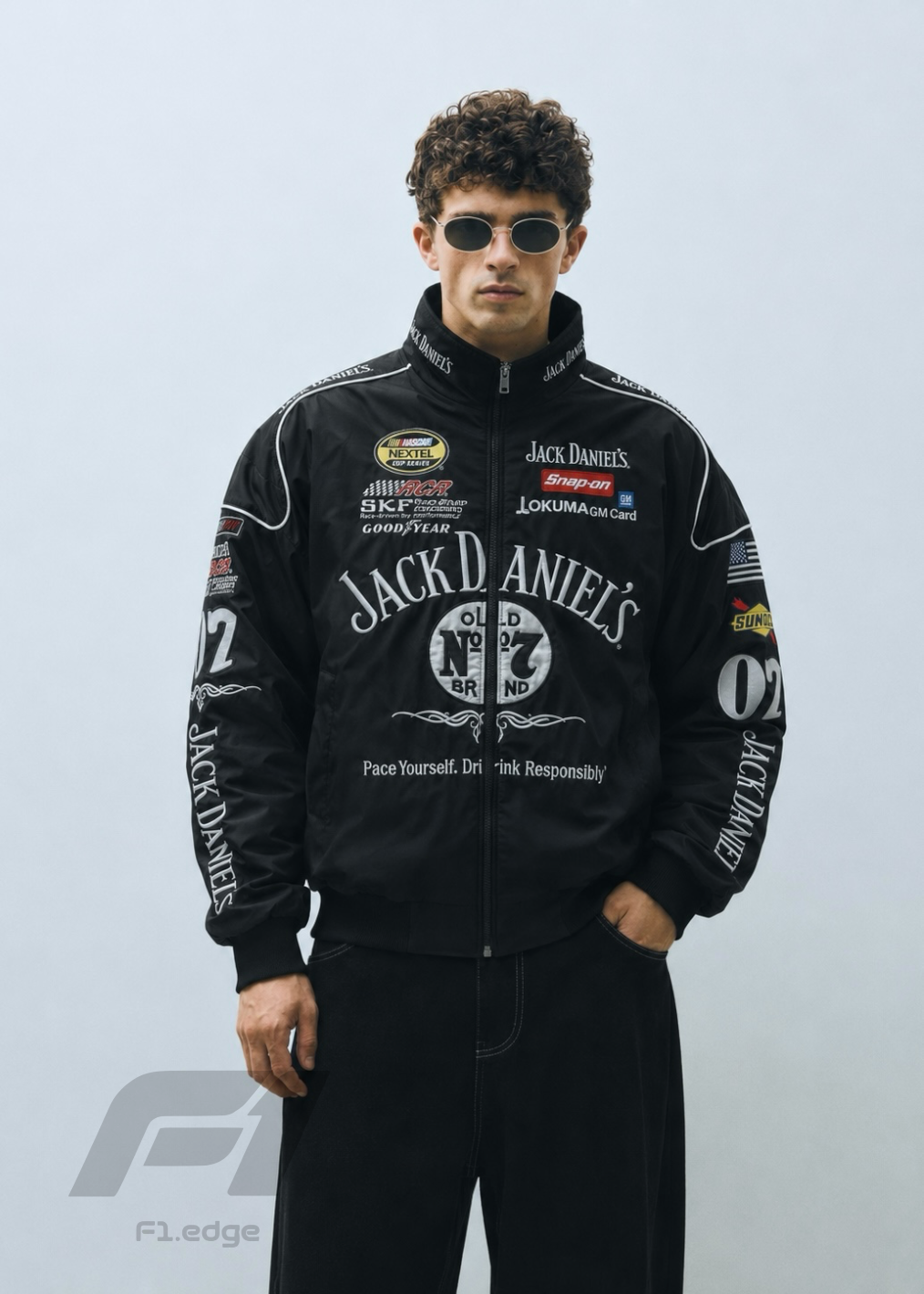 Jack daniels embroidery Unisex Racing Jacket