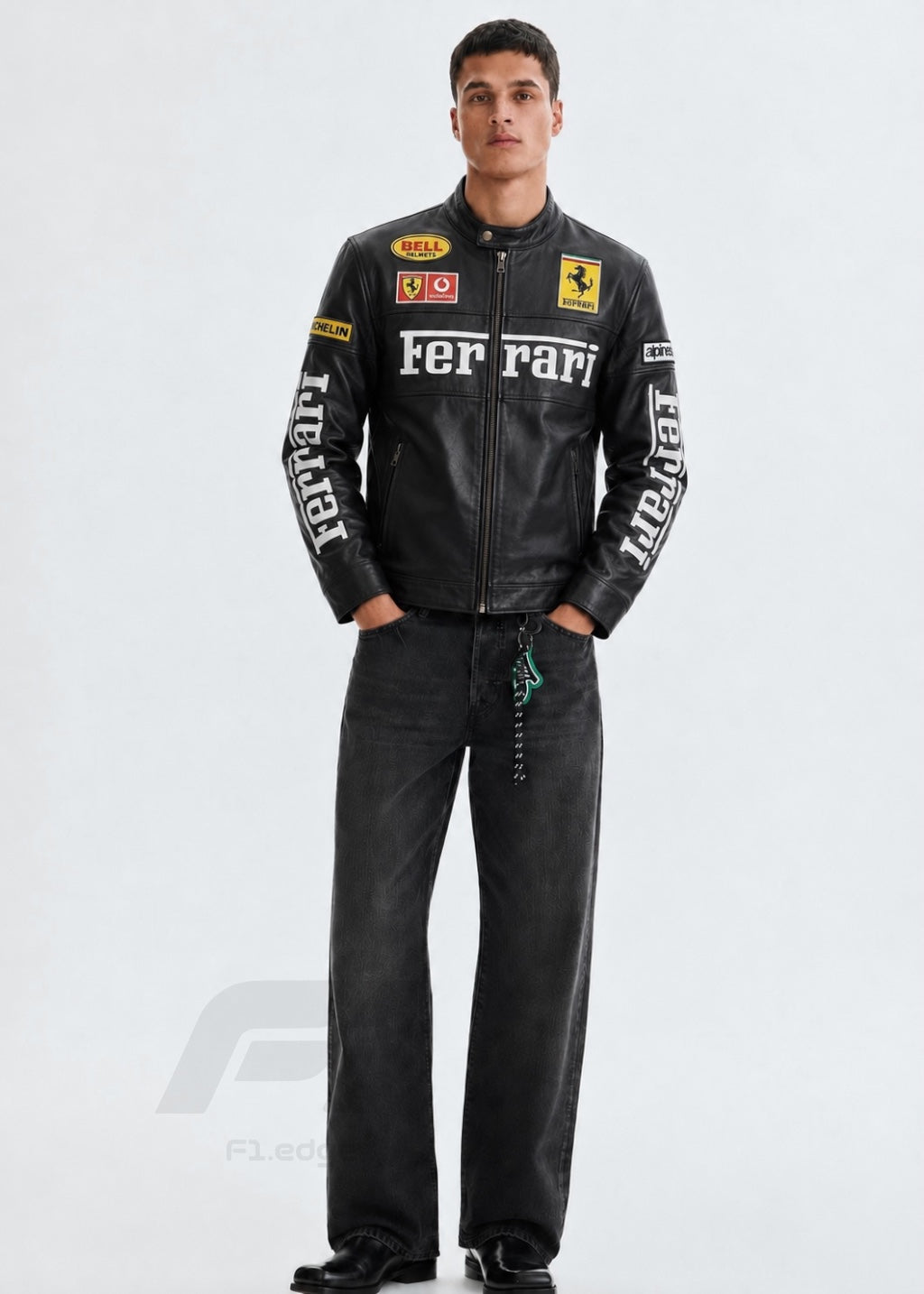 Premium Black Ferarri Unisex Leather Jacket