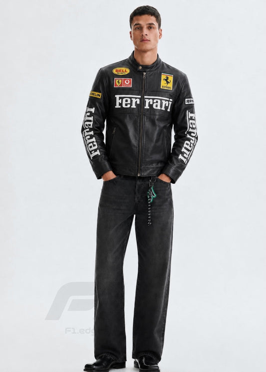 Premium Black Ferarri Unisex Leather Jacket