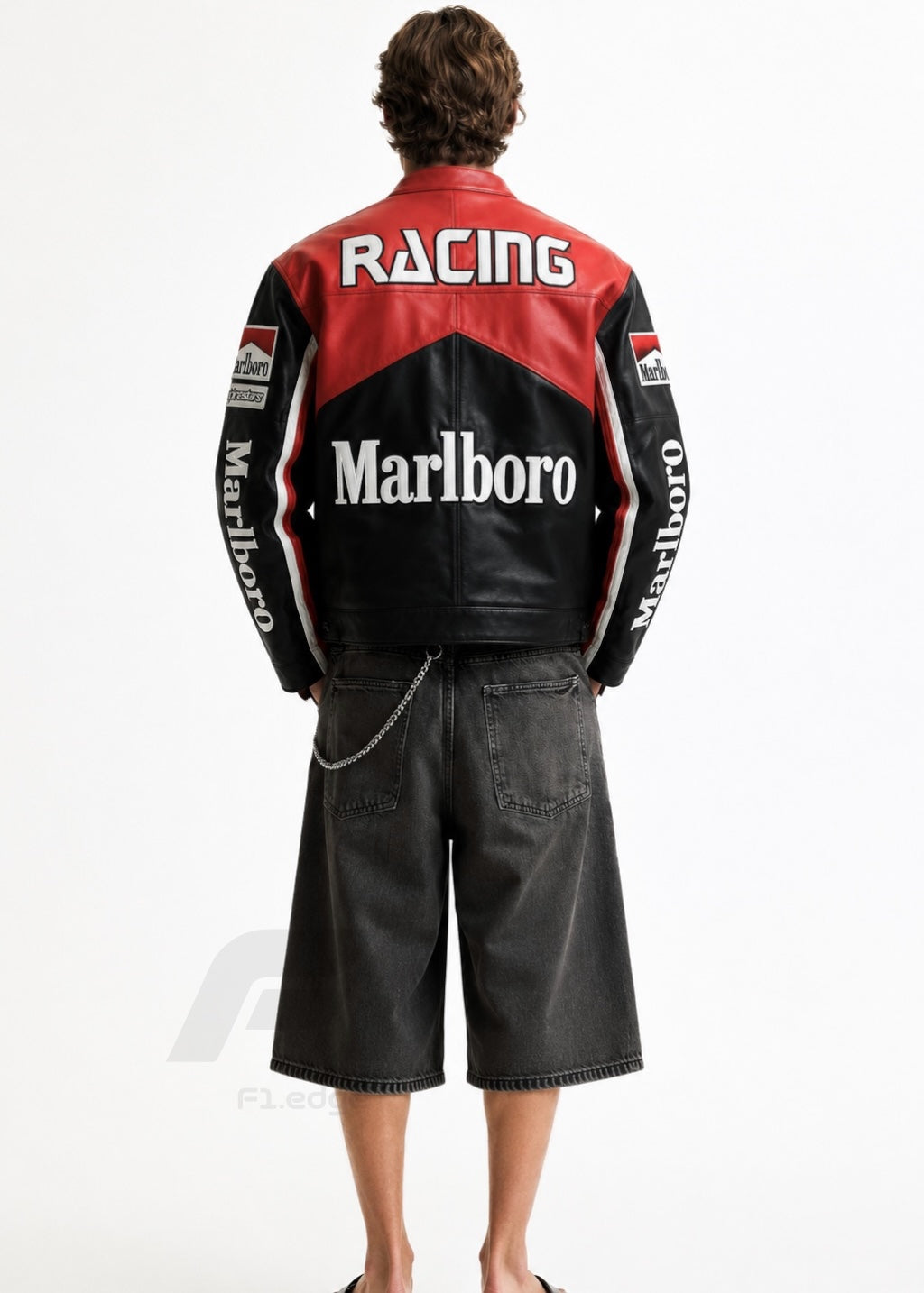 Black Marlboro Leather Unisex Racing Jacket