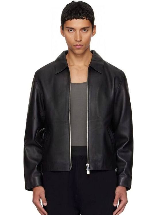 Premium Black Boxy fit Unisex Leather Jacket