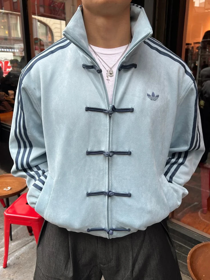 Premium sky blue Cny suede unisex jacket