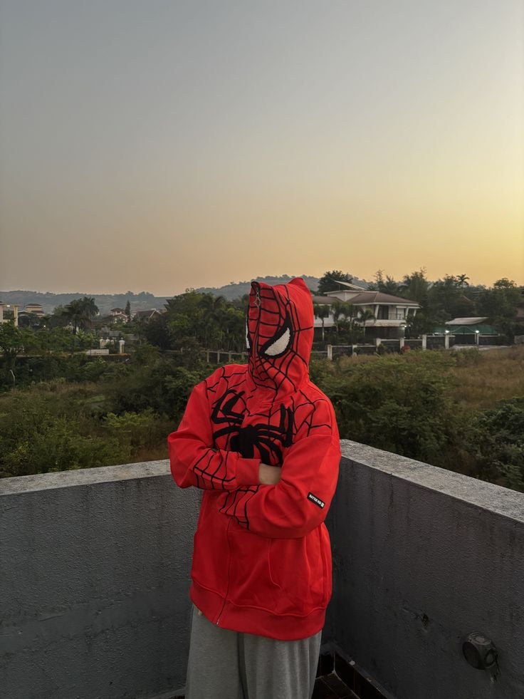 Red Spiderman zip up unisex hoodie