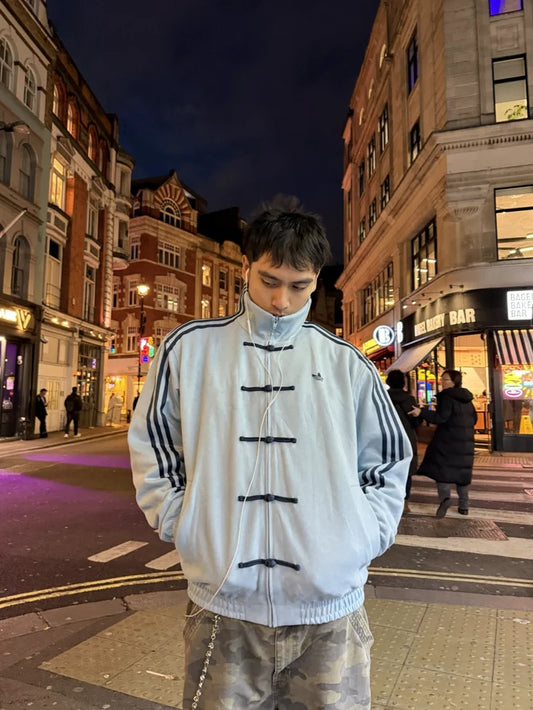 Premium sky blue Cny suede unisex jacket