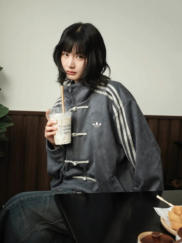 Premium Grey Cny suede unisex jacket