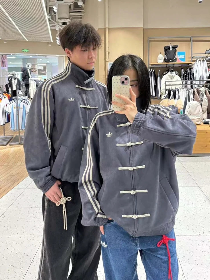 Premium Grey Cny suede unisex jacket